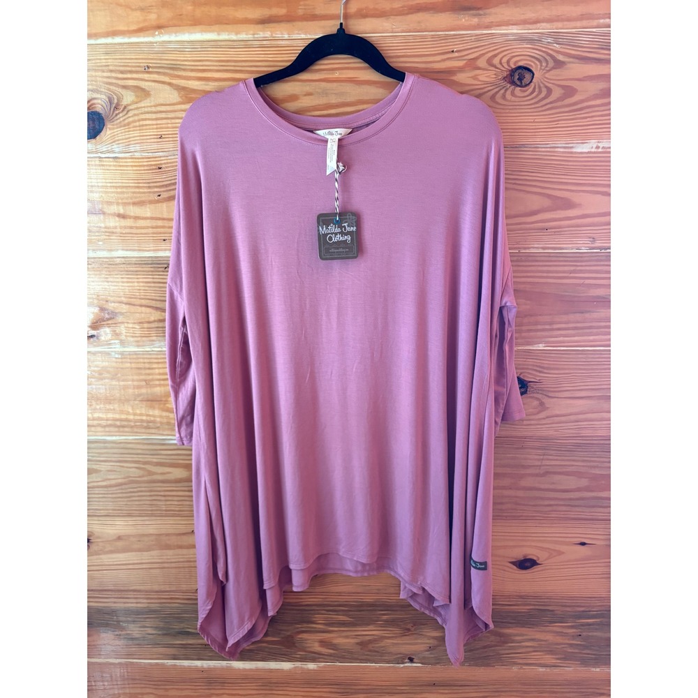 Matilda Jane Long Car Ride Shirt Dusty Rose Oversized Tunic Top Dolman NWT L/XL